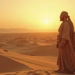 Rüyada Abdal Görmek: Geniş bir çölde sabah güneşinin doğuşunda tek başına duran mistik bir abdal figürü.