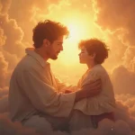 Rüyada Abi Görmek: Işıklar içinde huzurla gülümseyen ölmüş abi figürü, geçmişten gelen ilhamı simgeliyor.