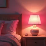 Rüyada abajur görmek: Romantik bir odada huzur dolu pembe abajur ışığı.