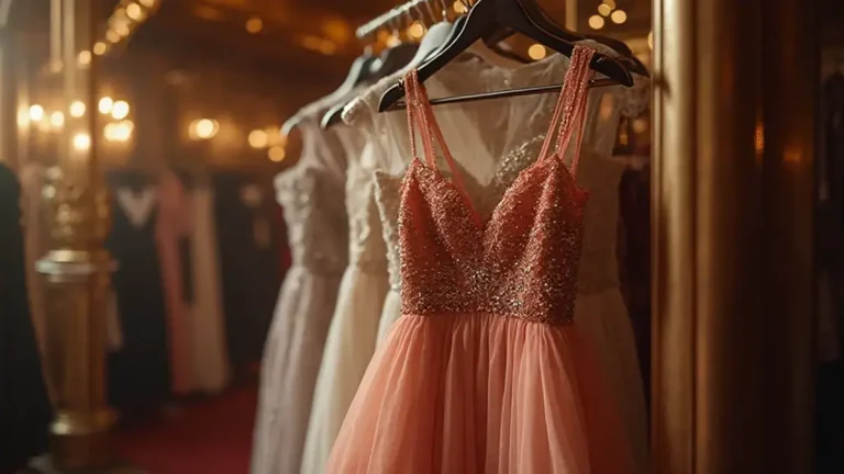 Işıltılı, yeni, lüks bir abiye elbise.