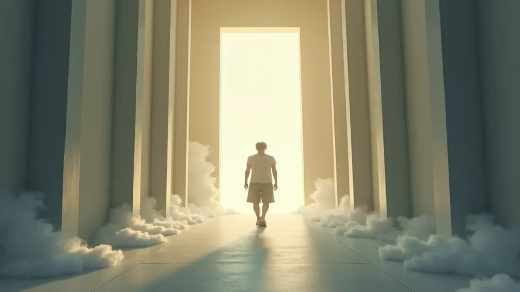 Rüyada açık giyindiğini görmek temasını simgeleyen, savunmasızlık ve sırların açığa çıkışını anlatan sembolik rüya görseli.