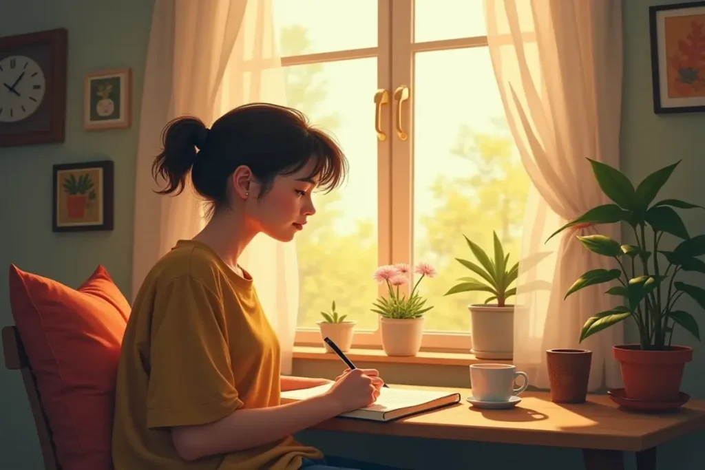 Rüyada açık giyinmenin günlük hayatta farkındalık ve değişim etkilerini temsil eden görsel.