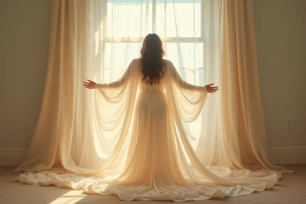 Kadınlar için rüyada açık giyinmenin aile sırları ve bastırılmış duygularla ilişkisini anlatan görsel.