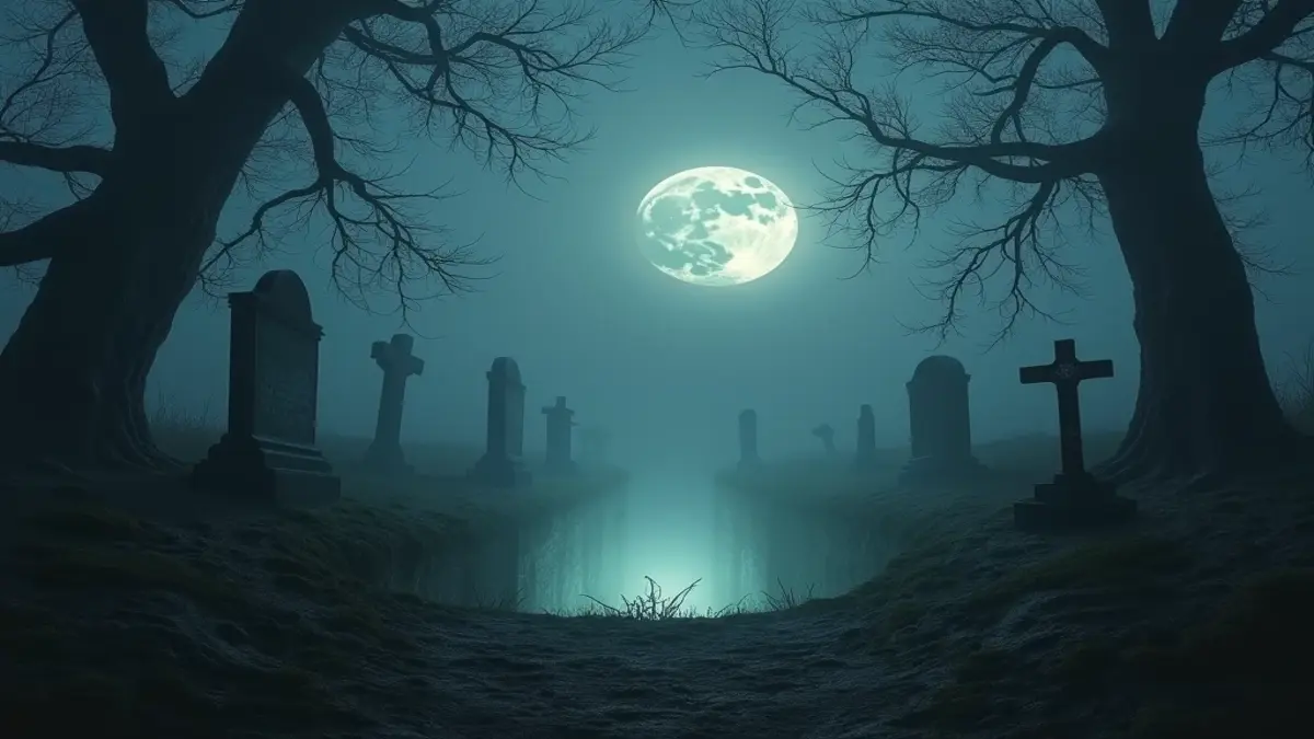 Rüyada açık mezar görmek temasını simgeleyen, uyarıcı ve manevî anlamlar taşıyan rüya tabiri görseli.