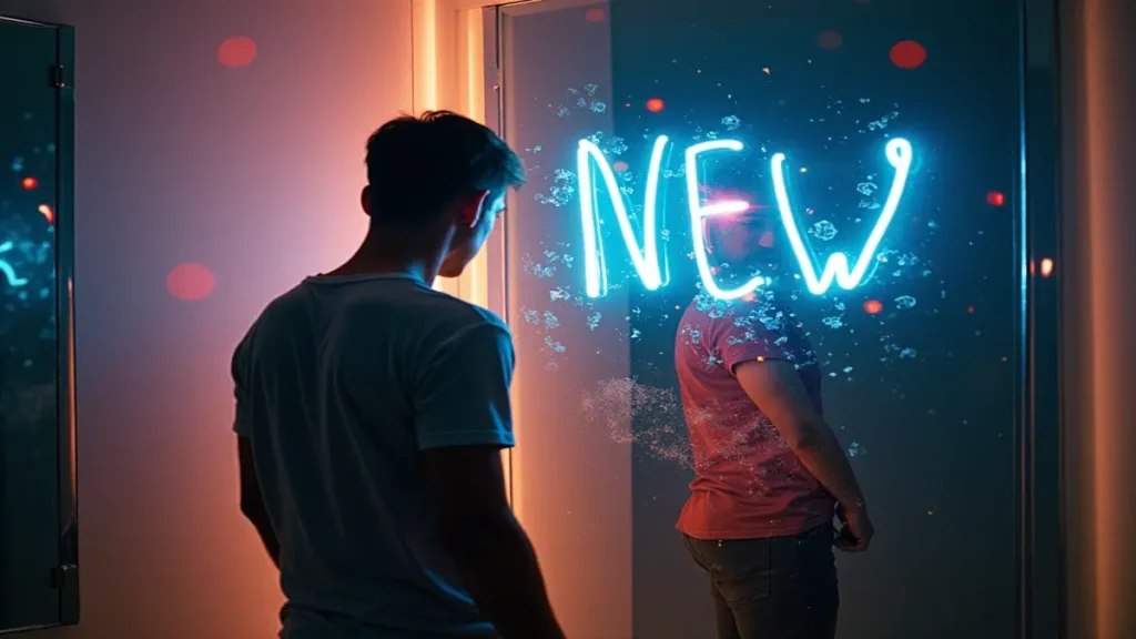 Rüyada isim değiştirerek yeni bir kimliğe bürünmeyi temsil eden ayna yansıması.