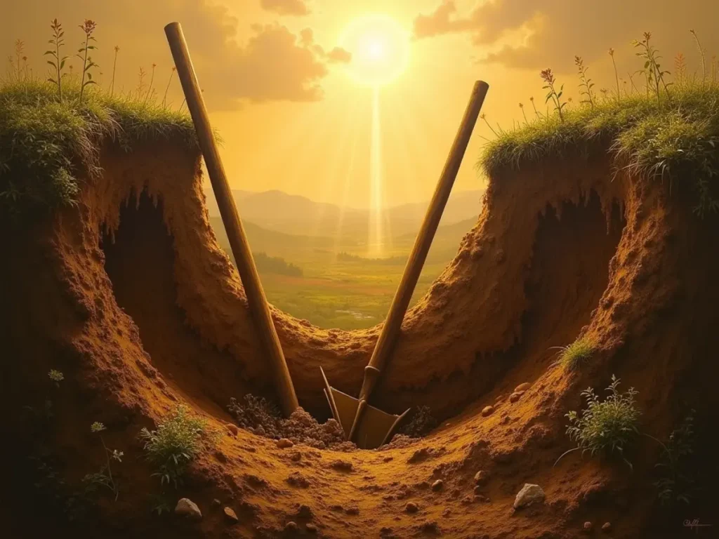 Rüyada mezar açmanın anlamını ve sembolik karşılığını anlatan görsel.