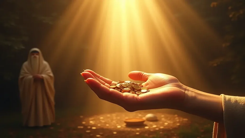 Rüyada yoksul birine acımanın bereket, hayır ve alınan dualarla ilişkisini anlatan görsel.