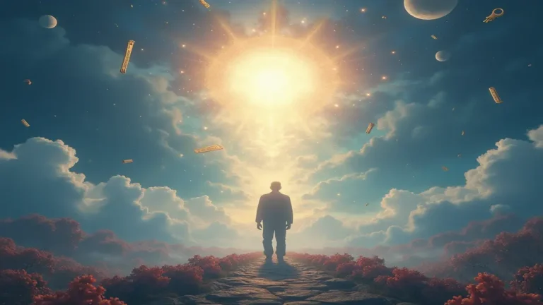 Rüyada adam görmek: Rüyada adam görmenin sembolik anlamlarını ve hayırlı kısmetleri temsil eden sanatsal rüya illüstrasyonu.