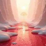 Rüyada adet kanaması görmek: Rüyada adet kanaması görmenin sembolik ve manevi anlamını temsil eden sanatsal bir görsel.