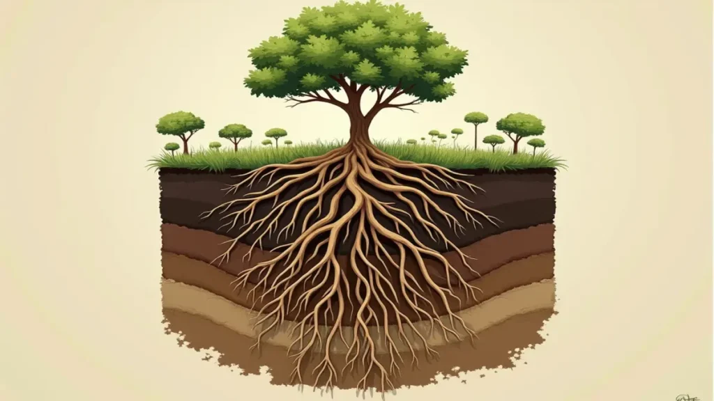 Rüyada ağaç kökünün anlamını gösteren toprak altı kök yapısı