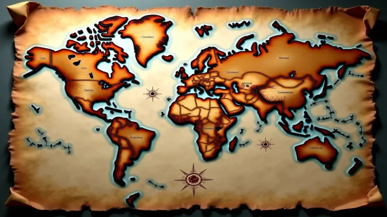 Atlas Harita: Rüyada görülen detaylı ve gizemli bir dünya haritası - keşif ve yolculuk sembolü.