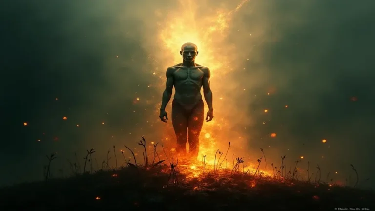 Rüyada ateşlenmek görmenin arındırıcı ve dönüştürücü sembolizmini yansıtan sanatsal çalışma.