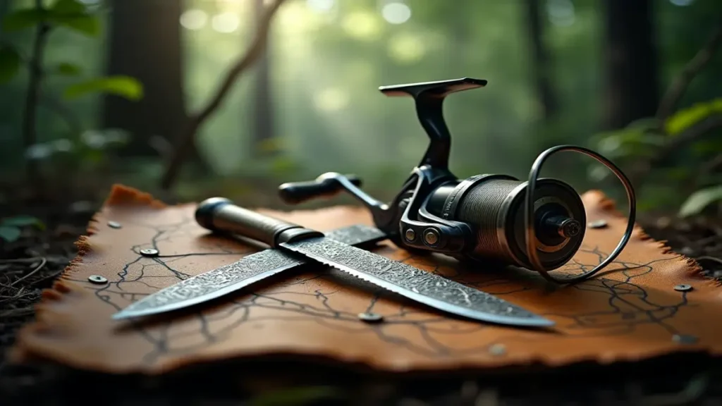 Rüyada av aletleri görmek tabiri: Kadim bıçak ve modern olta sembolizmini anlatan detaylı görsel.