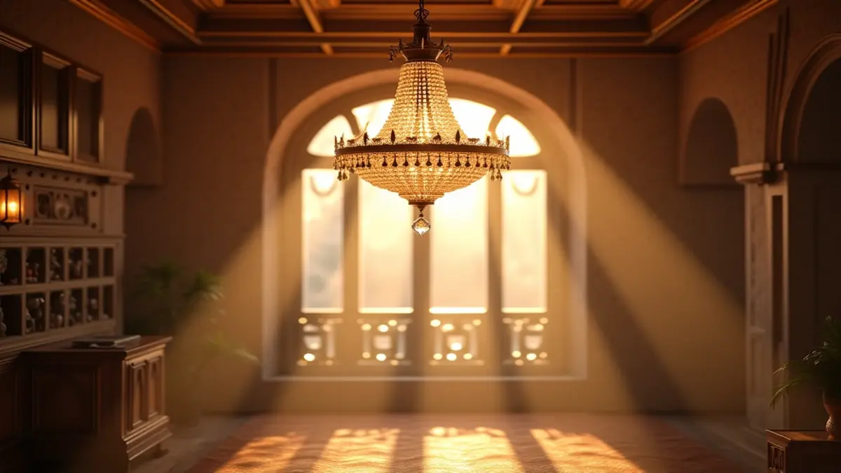 Rüyada Avize: Rüyada görülen kristal avizenin detaylı ve gerçekçi tasviri. Avizenin her bir kristali, ışığın yansıması ve hayatınızdaki farklı bir alanı sembolize eder.