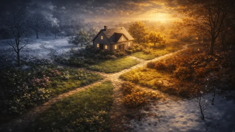 Rüyada aylar görmek temasını anlatan, dört mevsimi aynı sahnede gösteren ve zamanın döngüsünü simgeleyen sembolik bahçe manzarası