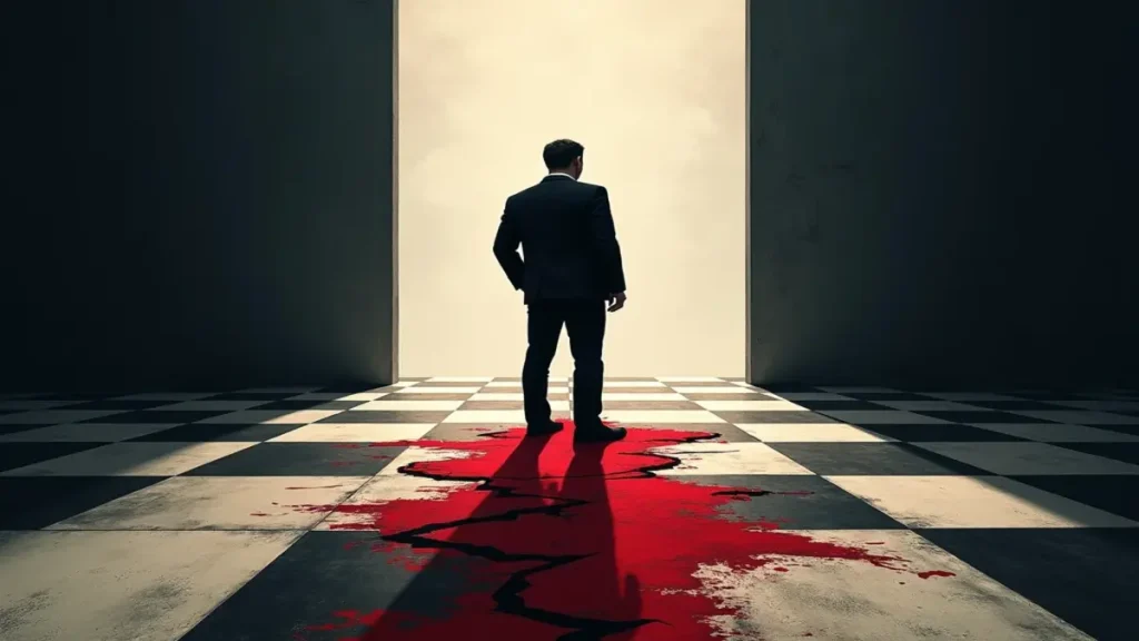 Rüyada adet kanaması görmek: İş hayatındaki karmaşayı ve vicdani sorgulamayı temsil eden dramatik erkek silüeti.