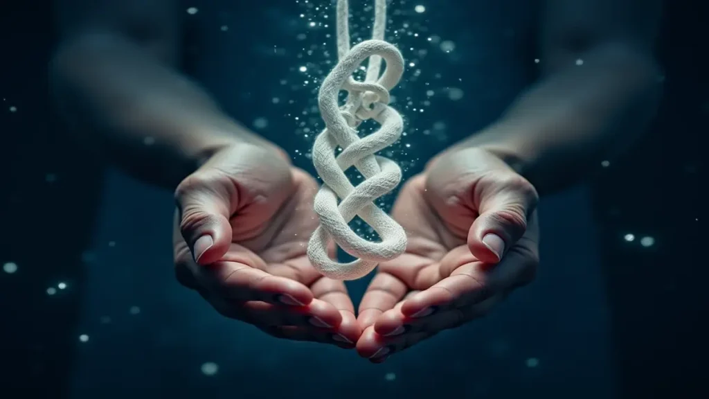 Rüyada bağlamak görmenin sembolik anlamını yansıtan, ışıltılı ve gizemli bir düğüm.