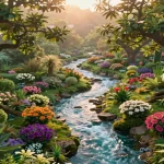 Rüyada yemyeşil, meyve dolu ve huzur veren bir bahçe manzarası.