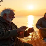 Sabahın ilk ışıklarında ağlarını onaran bir balıkçı, rüyalarda sıkça görülen bir semboldür ve bilgelik, sabır ve Rüyada balıkçı görmek: Bereketli bir günün başlangıcına işaret edebilir.