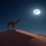 Rüyada deve görmek: Çölde yıldızların altında duran heybetli bir deve.