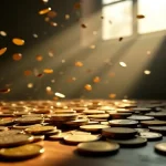 Rüyada Para Görmek: Sabahın ilk ışığında, gizemli bir toz huzmesi içinde ağır ağır süzülen altın paralar ve banknotlar; rüyalardaki bolluk ve keşif anının somut bir temsili.