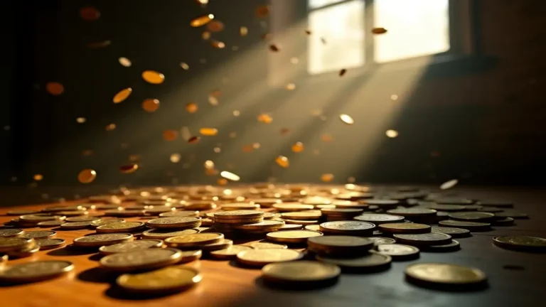 Rüyada Para Görmek: Sabahın ilk ışığında, gizemli bir toz huzmesi içinde ağır ağır süzülen altın paralar ve banknotlar; rüyalardaki bolluk ve keşif anının somut bir temsili.
